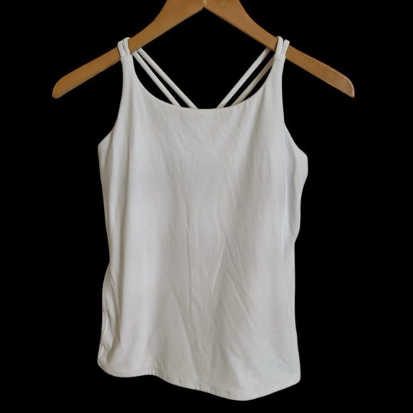 Athleta Girl XXL 16 White Strappy Back Tank Top Activewear Workout - Picture 1 of 5
